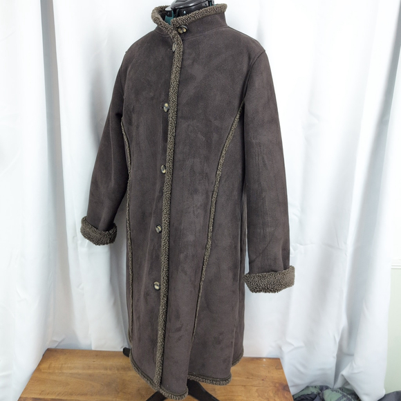 LL Bean Faux Shearing Sherpa Brown Jacket XL - Picture 1 of 7